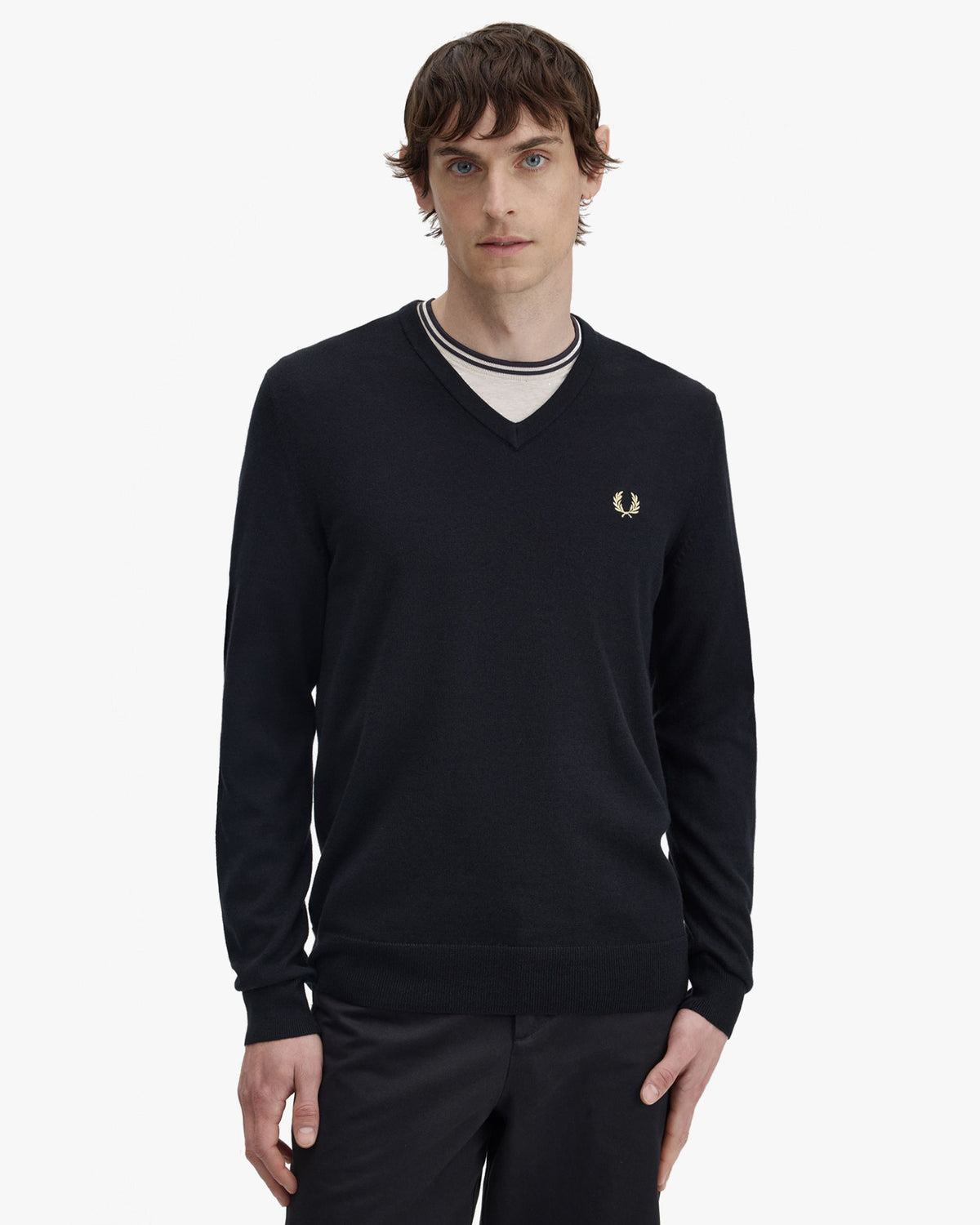 Fred Perry Classic V-Neck Jumper - Black