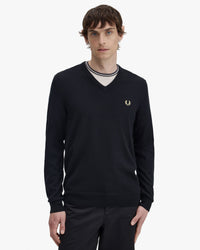 Fred Perry Classic V-Neck Jumper - Black