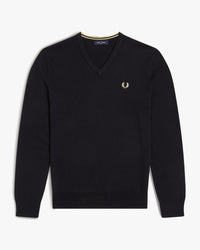 Fred Perry Classic V-Neck Jumper - Black