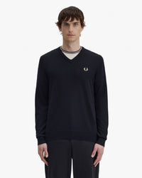 Fred Perry Classic V-Neck Jumper - Black