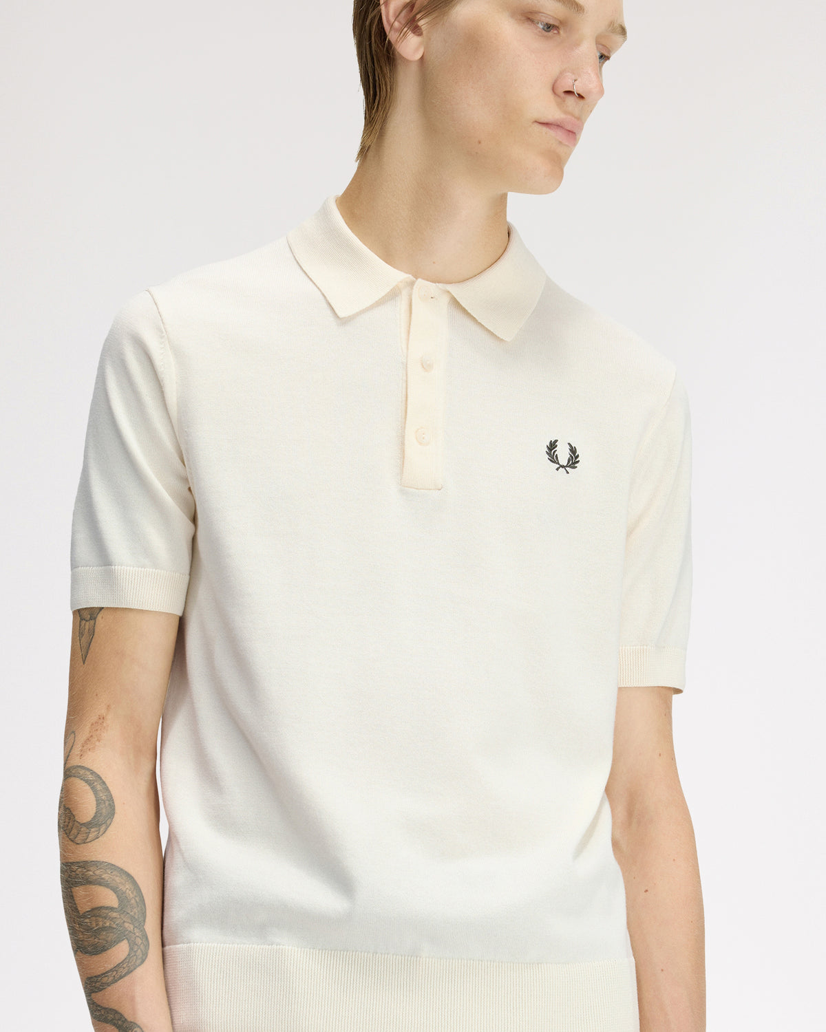 Fred Perry SUPIMA® Cotton Knitted Polo Shirt - Ecru