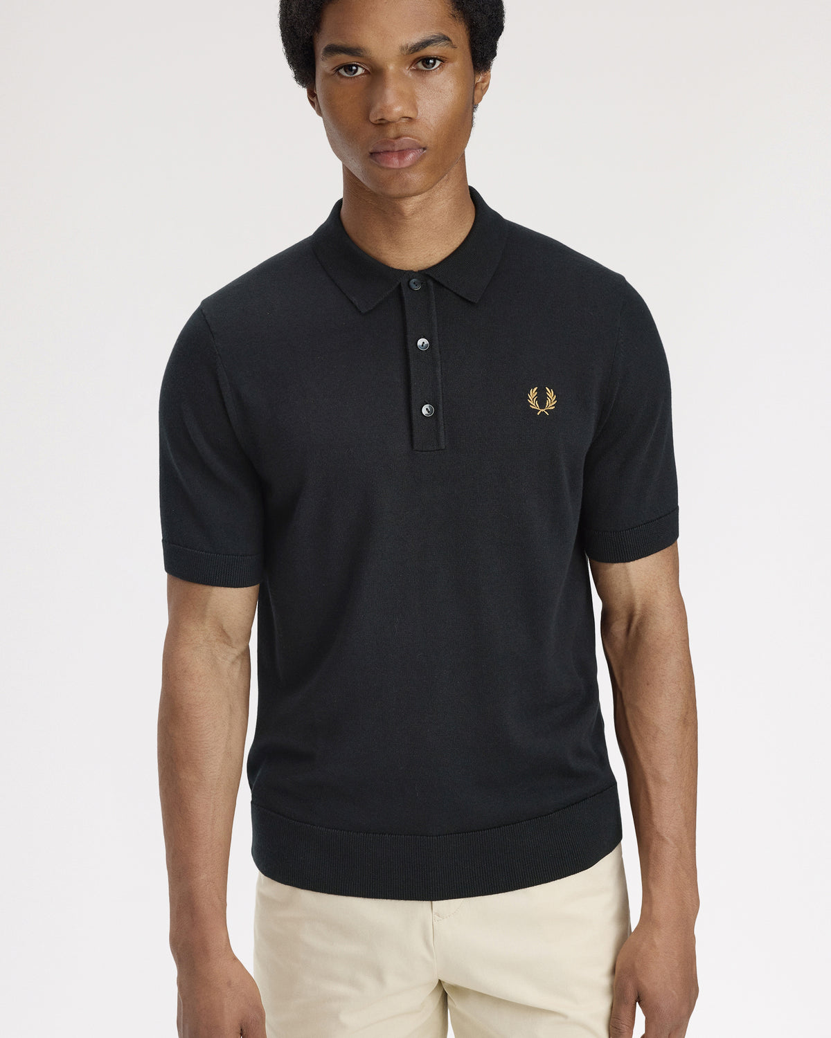 Fred Perry SUPIMA® Cotton Knitted Polo Shirt - Black | Fred Perry Polo Shirts | JEANSTORE