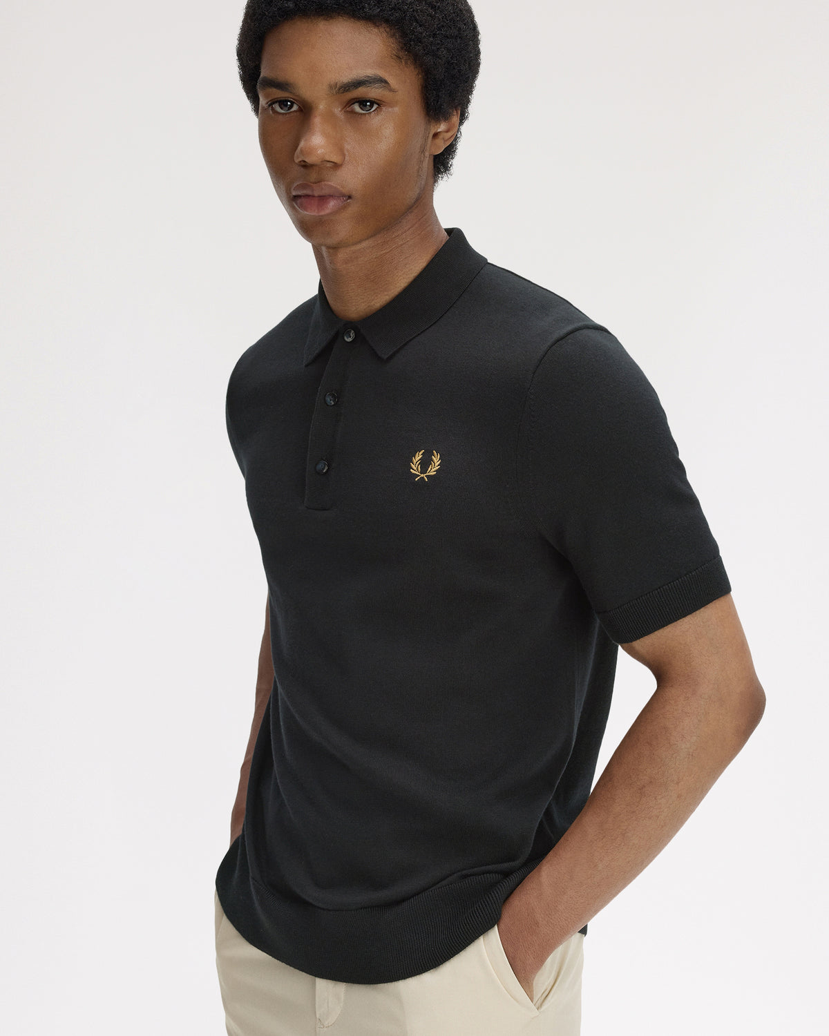 Fred Perry SUPIMA® Cotton Knitted Polo Shirt - Black | Fred Perry Polo Shirts | JEANSTORE