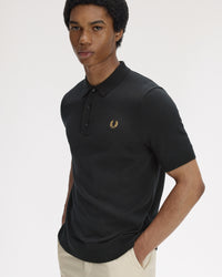 Fred Perry SUPIMA® Cotton Knitted Polo Shirt - Black | Fred Perry Polo Shirts | JEANSTORE