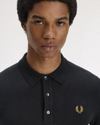Fred Perry SUPIMA® Cotton Knitted Polo Shirt - Black | Fred Perry Polo Shirts | JEANSTORE