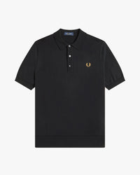 Fred Perry SUPIMA® Cotton Knitted Polo Shirt - Black | Fred Perry Polo Shirts | JEANSTORE
