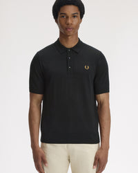 Fred Perry SUPIMA® Cotton Knitted Polo Shirt - Black | Fred Perry Polo Shirts | JEANSTORE