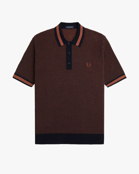 トップス FRED PERRY Textured Open-Knit Polo Shirt Fred Perry Textured Knitted Polo Shirt | Liberty