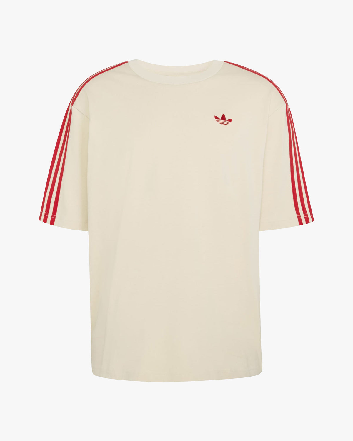 Adidas 3-Stripes Tee - Crystal Linen / Better Scarlet | Adidas Originals T Shirts | JEANSTORE