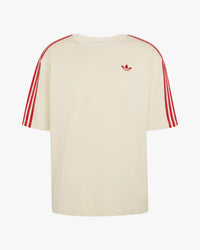 Adidas 3-Stripes Tee - Crystal Linen / Better Scarlet | Adidas Originals T Shirts | JEANSTORE