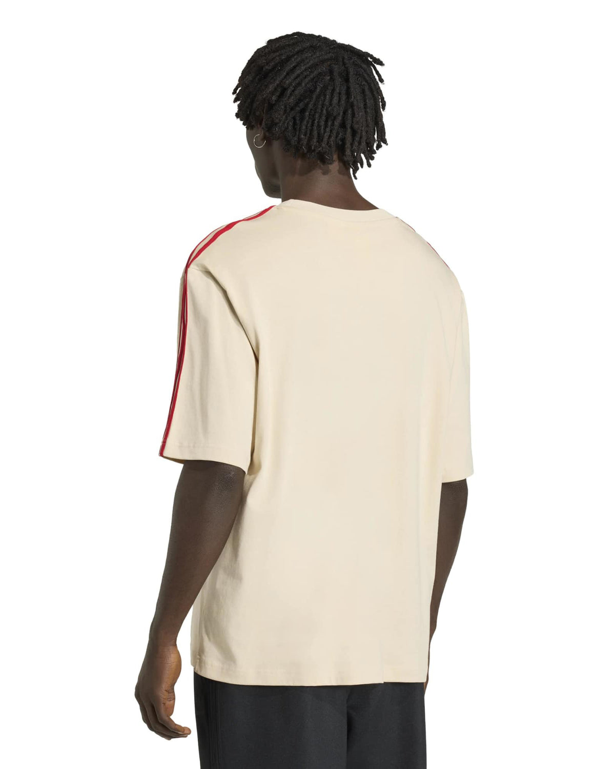 Adidas 3-Stripes Tee - Crystal Linen / Better Scarlet | Adidas Originals T Shirts | JEANSTORE