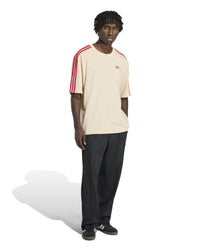 Adidas 3-Stripes Tee - Crystal Linen / Better Scarlet | Adidas Originals T Shirts | JEANSTORE