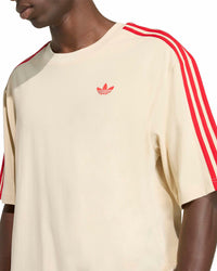Adidas 3-Stripes Tee - Crystal Linen / Better Scarlet | Adidas Originals T Shirts | JEANSTORE