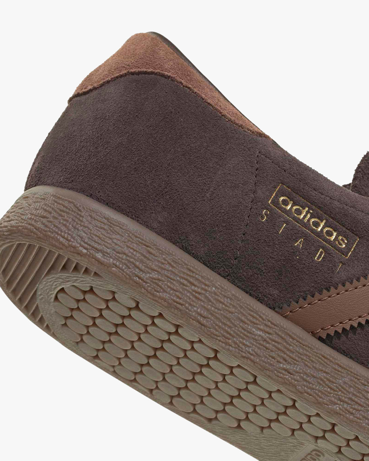 adidas stadt trainers gum sole detail from below at an angle