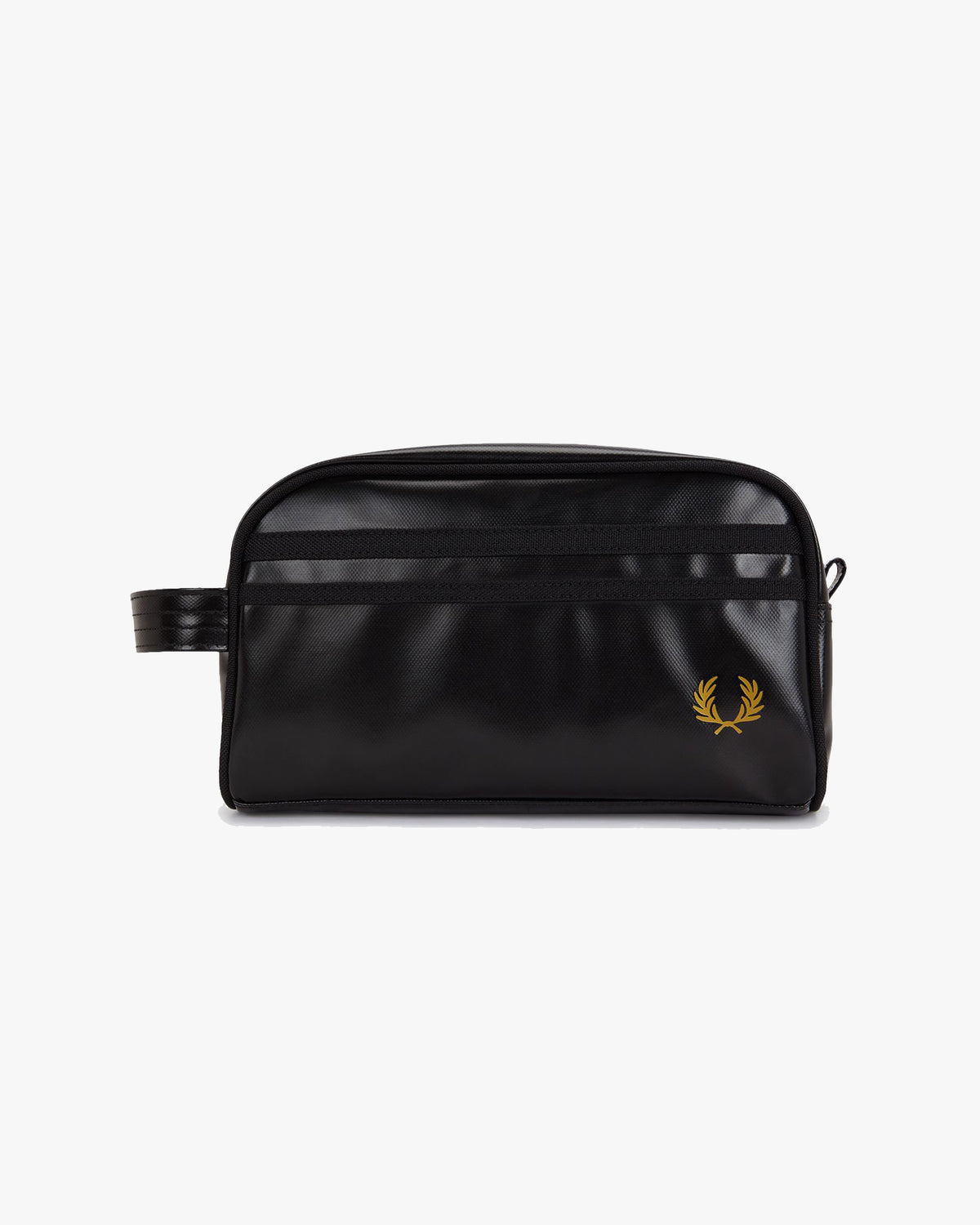 Fred Perry Tonal Coated Polyester Wash Bag - Black / Gold