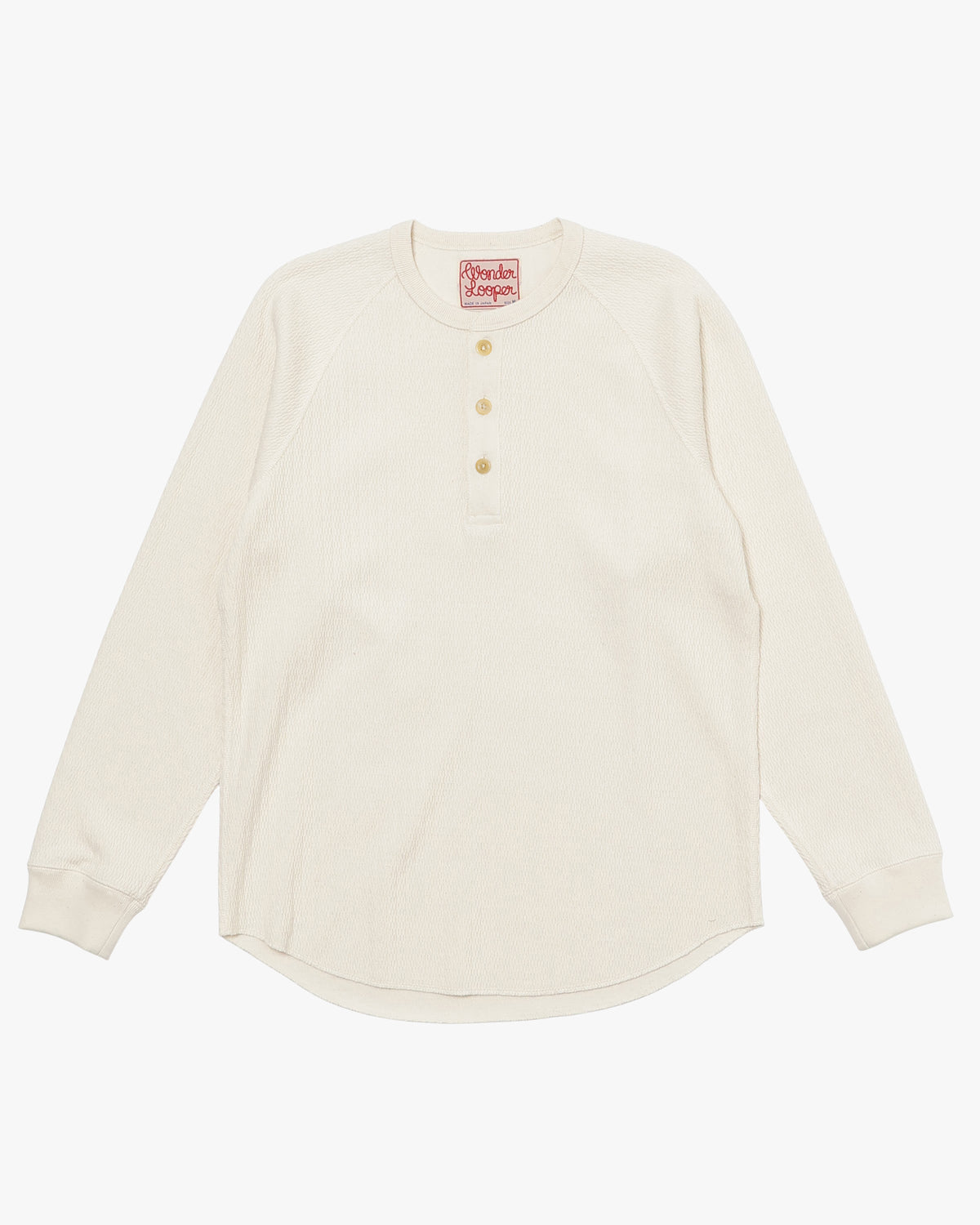 Wonder Looper Cashmere Blend Honeycomb L/S Henley - Ecru