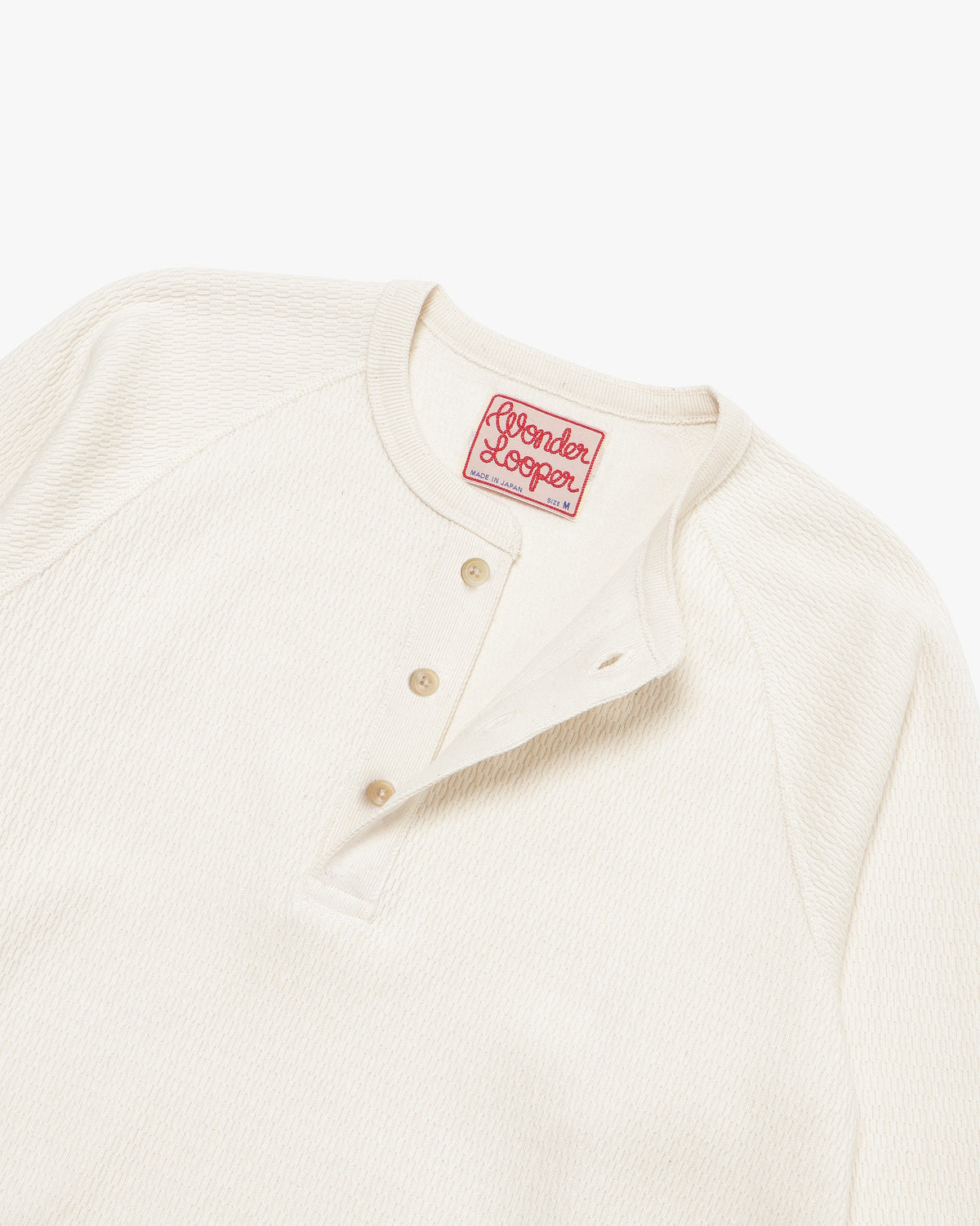 Wonder Looper Cashmere Blend Honeycomb L/S Henley - Ecru