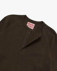 Wonder Looper Cashmere Blend Honeycomb L/S Henley - Khaki