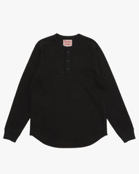 Wonder Looper Cashmere Blend Honeycomb L/S Henley - Sumi Black | Wonder Looper T Shirts | JEANSTORE