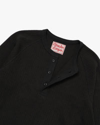 Wonder Looper Cashmere Blend Honeycomb L/S Henley - Sumi Black | Wonder Looper T Shirts | JEANSTORE