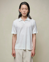 Merz b. Schwanen LINEN02 Relaxed Linen-Cotton Polo Shirt - White | Merz b. Schwanen Polo Shirts | JEANSTORE