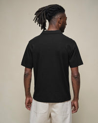 Merz b. Schwanen LINEN02 Relaxed Linen-Cotton Polo Shirt - Deep Black | Merz b. Schwanen Polo Shirts | JEANSTORE