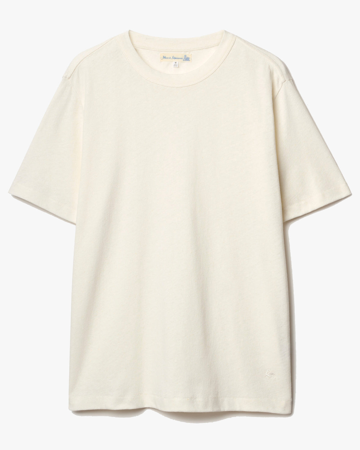 Merz b. Schwanen LINEN03 Relaxed Linen-Cotton Tee - White