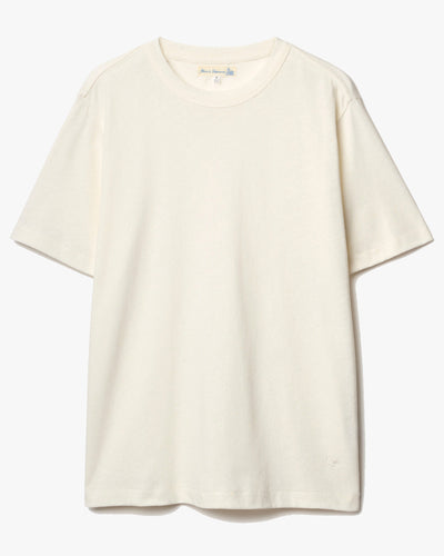Merz b. Schwanen LINEN03 Relaxed Linen-Cotton Tee - White