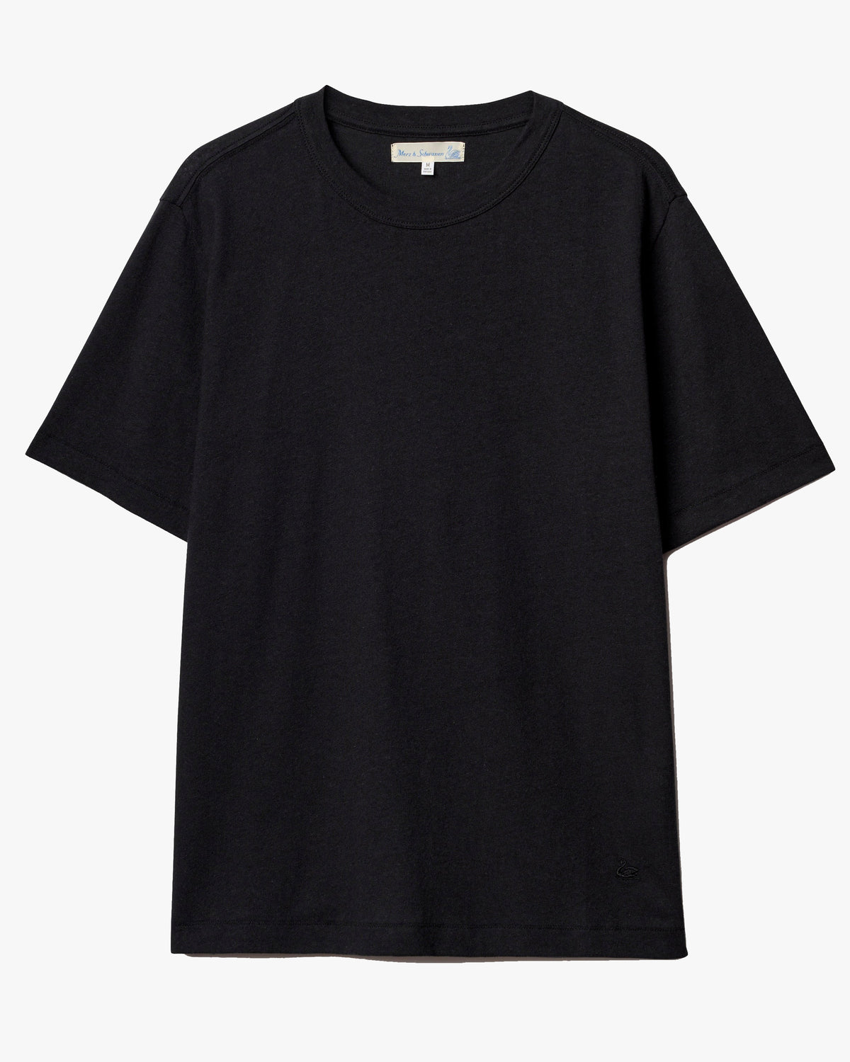 Merz b. Schwanen LINEN03 Relaxed Linen-Cotton Tee - Deep Black