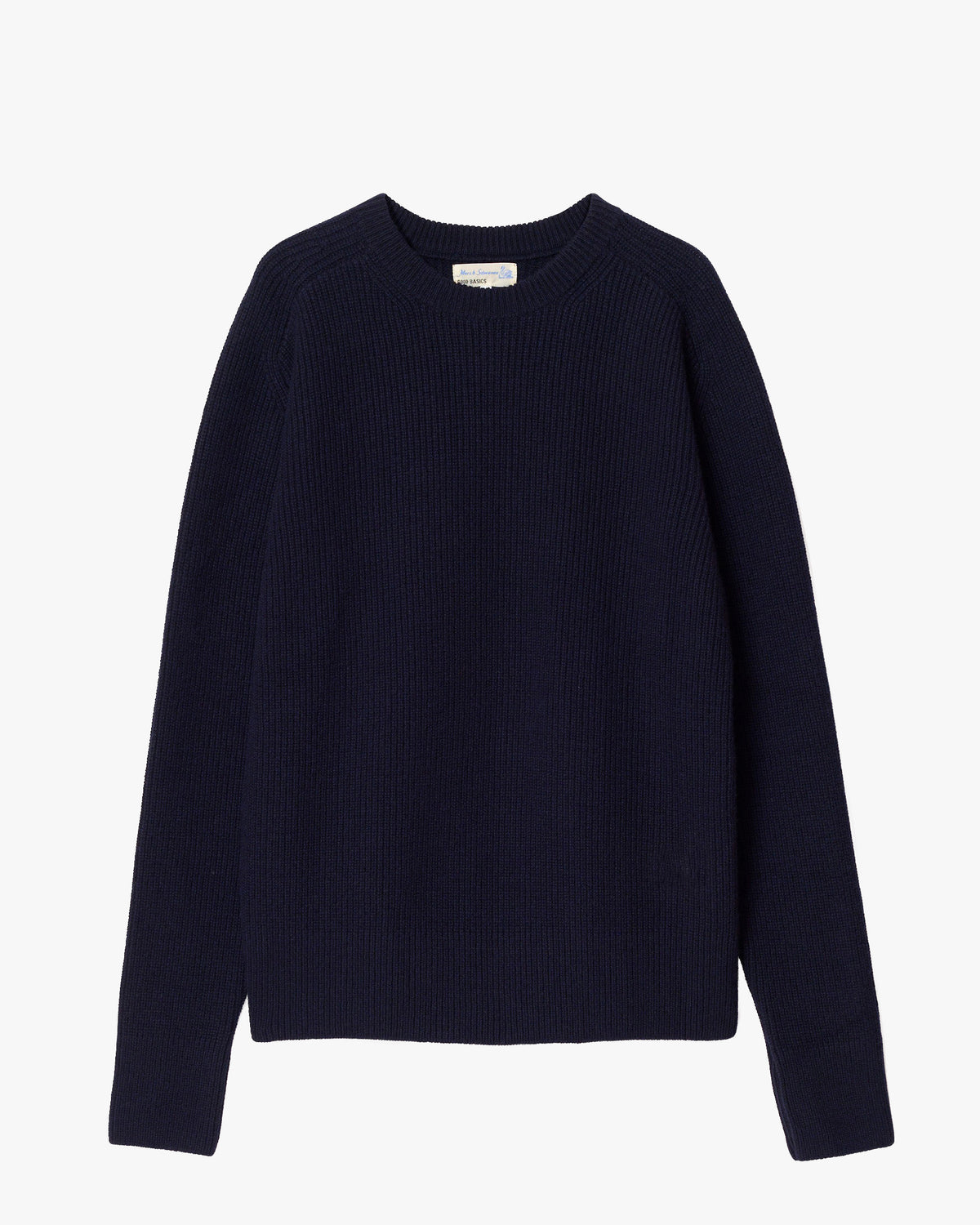 Merz b. Schwanen LOCC02 Ribbed Merino Wool-Cashmere Sweater - Dark Navy