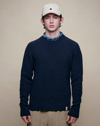 Merz b. Schwanen LOCC02 Ribbed Merino Wool-Cashmere Sweater - Dark Navy