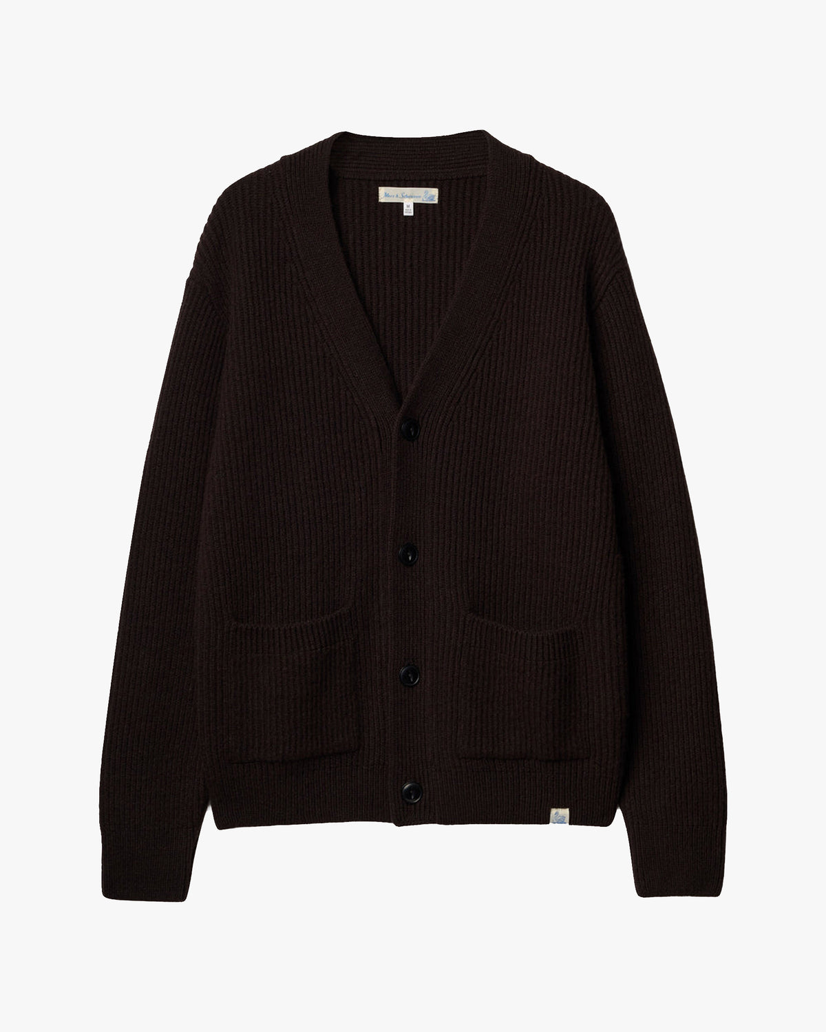 Merz b. Schwanen LOCG02 Merino Wool & Cashmere Relaxed Cardigan - Espresso