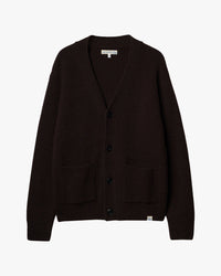 Merz b. Schwanen LOCG02 Merino Wool & Cashmere Relaxed Cardigan - Espresso
