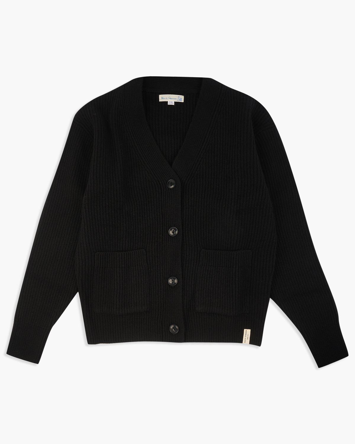 Merz b. Schwanen Good Basics LOCG02 Merino Wool & Cashmere Relaxed Cardigan - Deep Black | Merz b. Schwanen Sweaters & Knitwear | Jeanstore