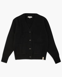 Merz b. Schwanen Good Basics LOCG02 Merino Wool & Cashmere Relaxed Cardigan - Deep Black | Merz b. Schwanen Sweaters & Knitwear | Jeanstore