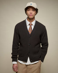 Merz b. Schwanen LOCG02 Merino Wool & Cashmere Relaxed Cardigan - Espresso