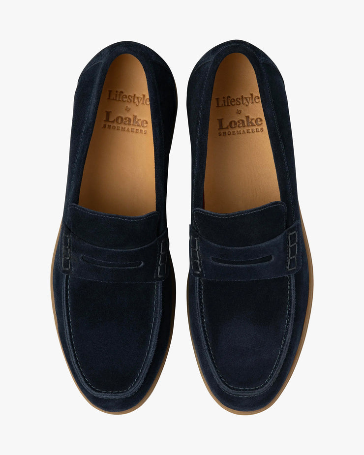 Loake Lifestyle Lucca Saddle Apron Loafer - Navy Suede