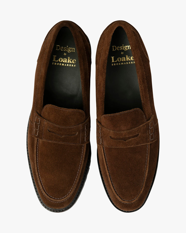 Loake Crux Saddle Apron Loafer - Brown Suede