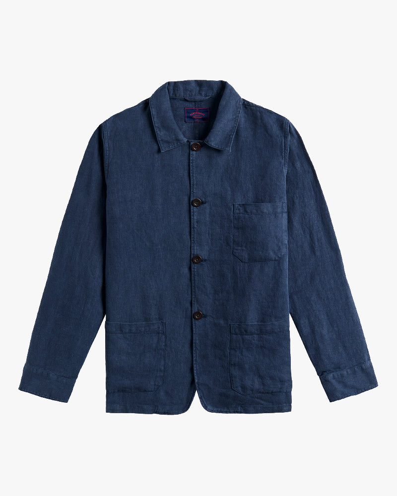 Portuguese Flannel Labura Linen Chore Jacket - Navy
