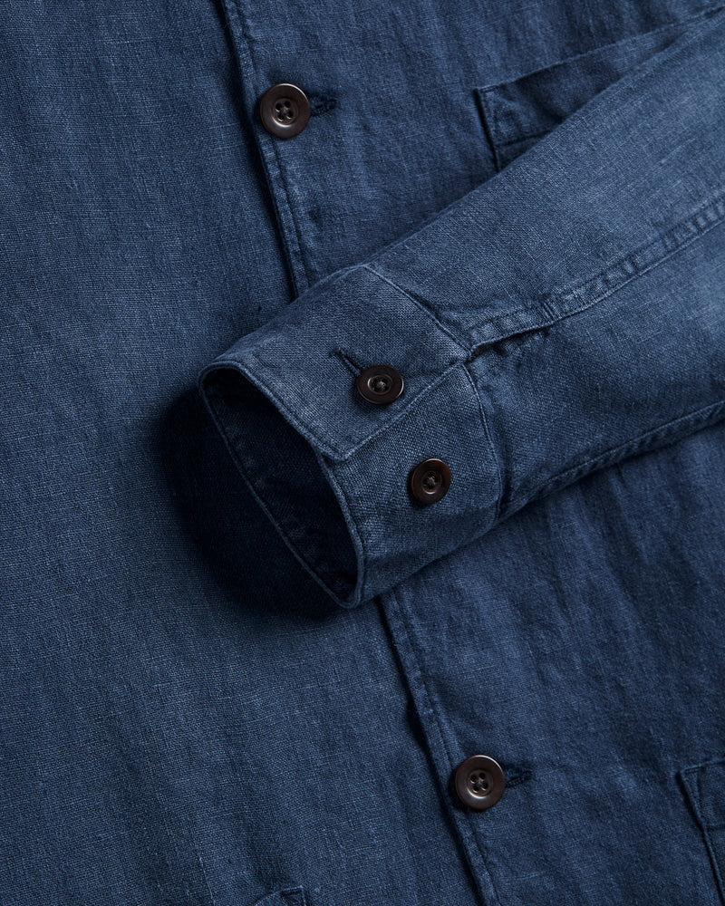 Portuguese Flannel Labura Linen Chore Jacket - Navy