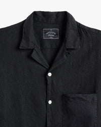 Portuguese Flannel Linen Camp Collar Shirt - Black