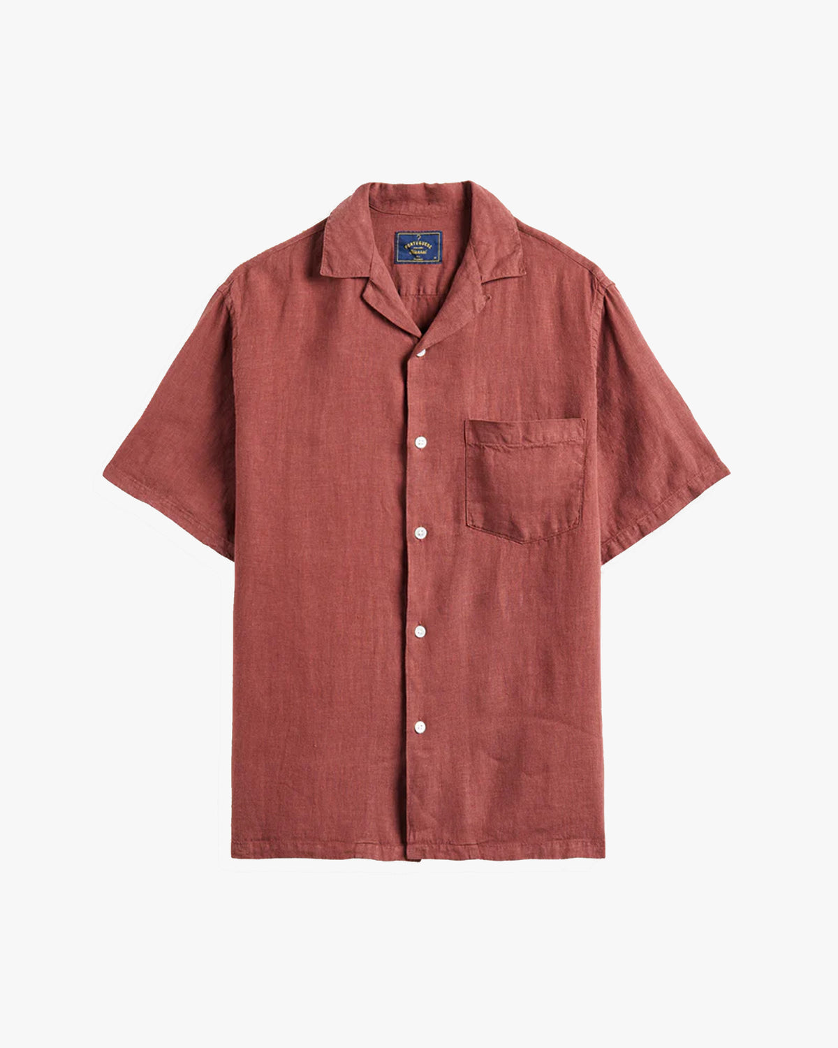Portuguese Flannel Linen Camp Collar Shirt - Bordeaux