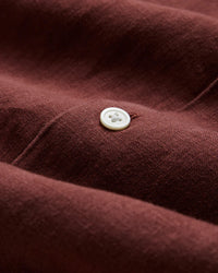 Portuguese Flannel Linen Camp Collar Shirt - Bordeaux