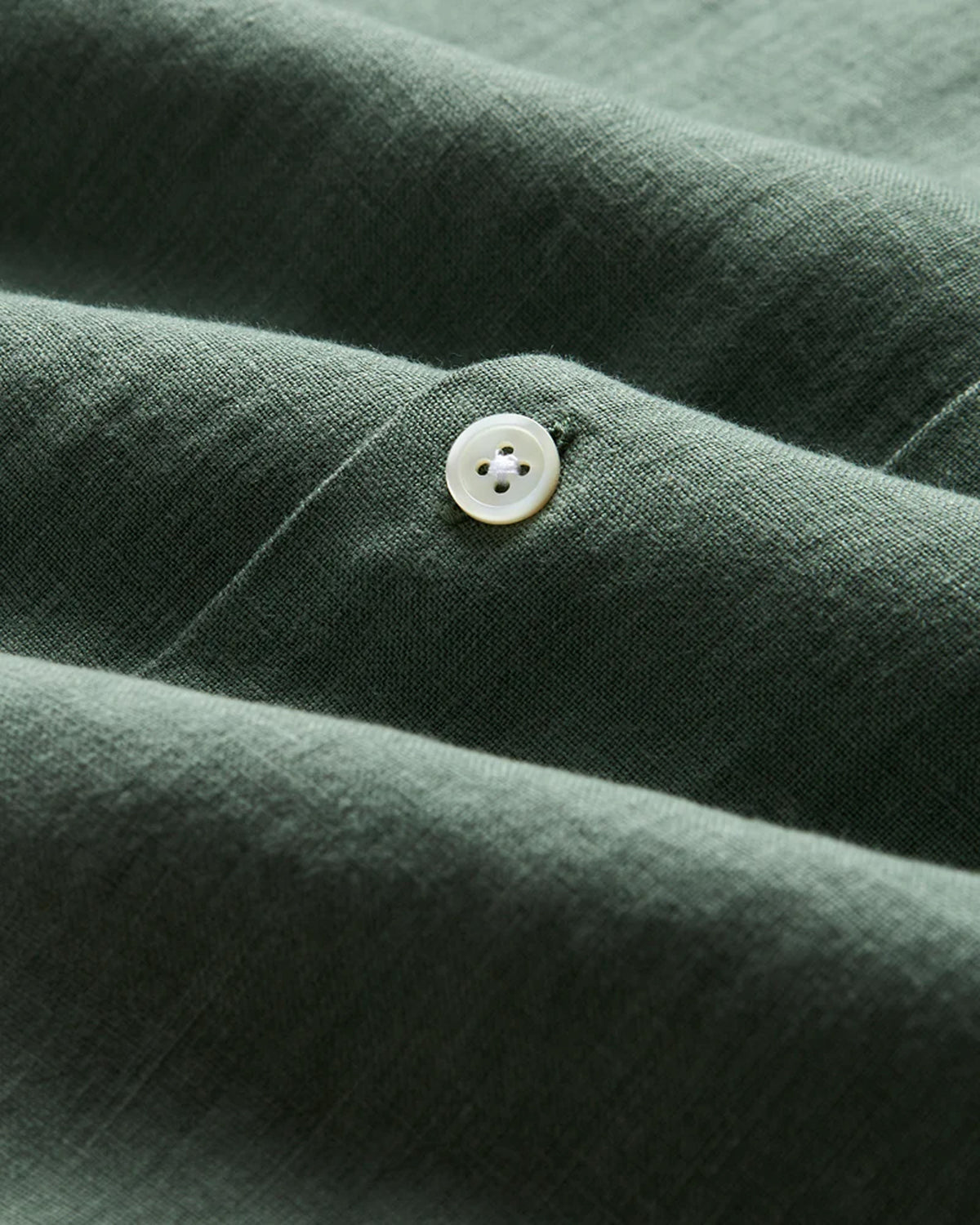 Portuguese Flannel Linen Camp Collar Shirt - Dry Green | Portuguese Flannel Shirts | JEANSTORE