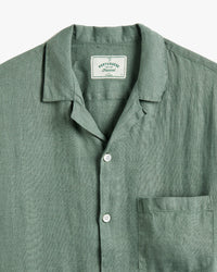 Portuguese Flannel Linen Camp Collar Shirt - Dry Green | Portuguese Flannel Shirts | JEANSTORE