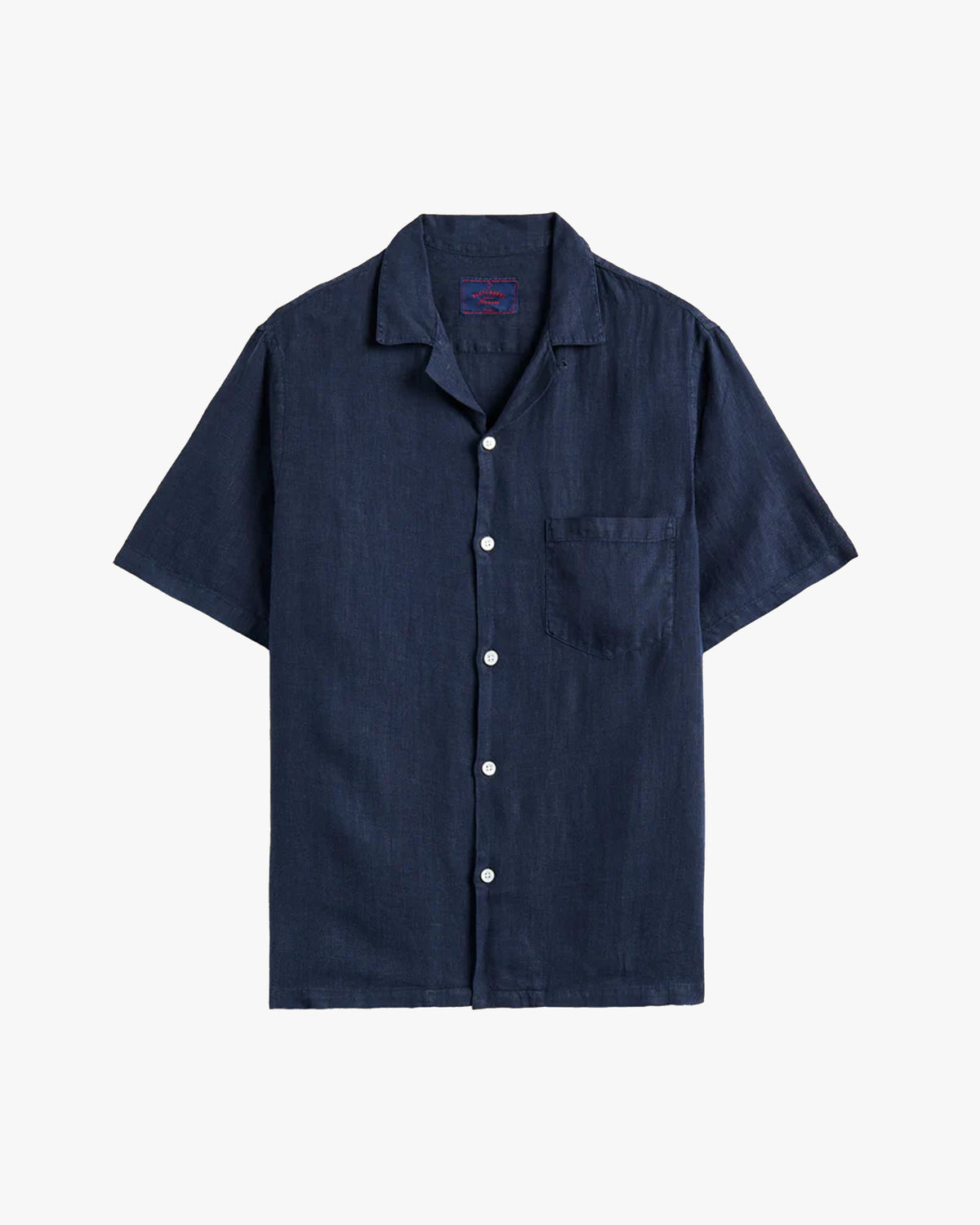 Portuguese Flannel Linen Camp Collar Shirt - Navy