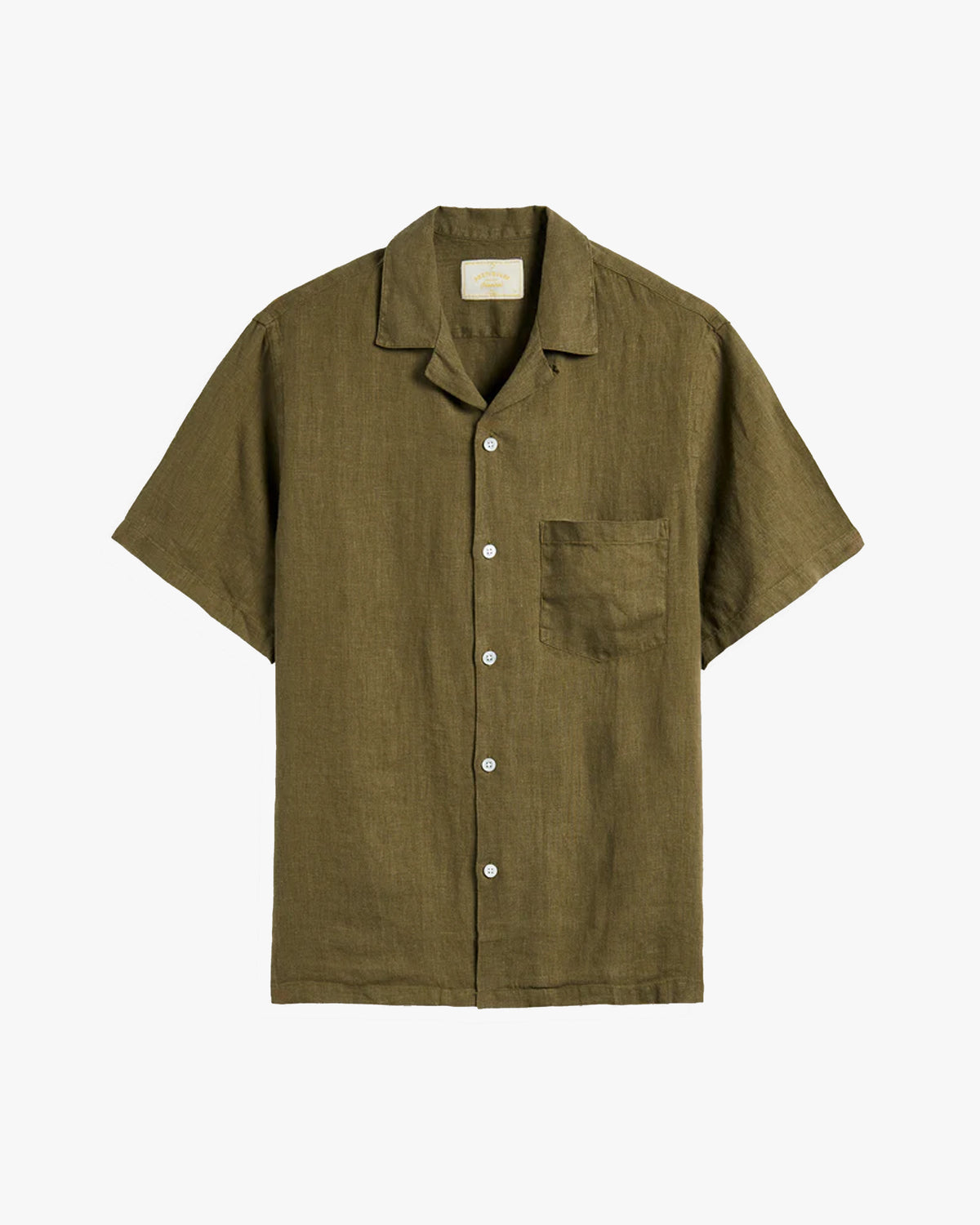 Portuguese Flannel Linen Camp Collar Shirt - Olive