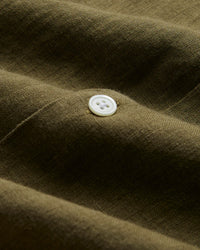Portuguese Flannel Linen Camp Collar Shirt - Olive