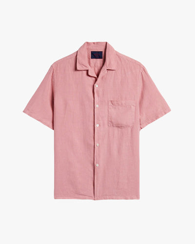 Portuguese Flannel Linen Camp Collar Shirt - Rose