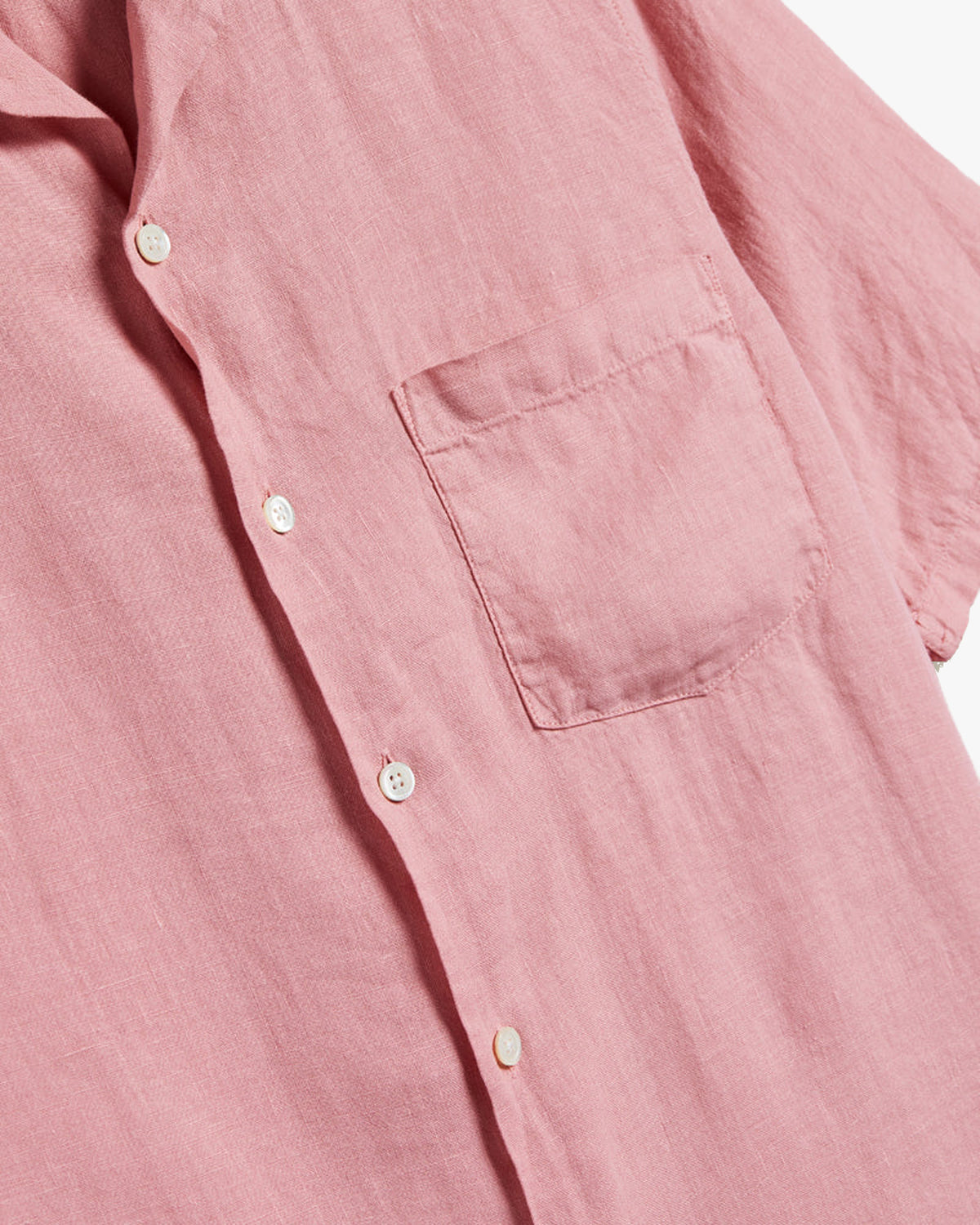 Portuguese Flannel Linen Camp Collar Shirt - Rose